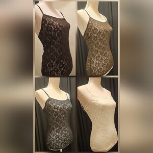Bundle Of 4 Full Lace Camis Women's Med, 2 Brown, 1 Black, 1 Ivory